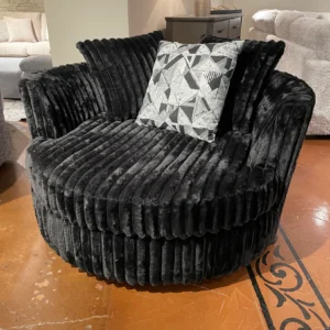 Giant Black Ribbed Swivel Chair